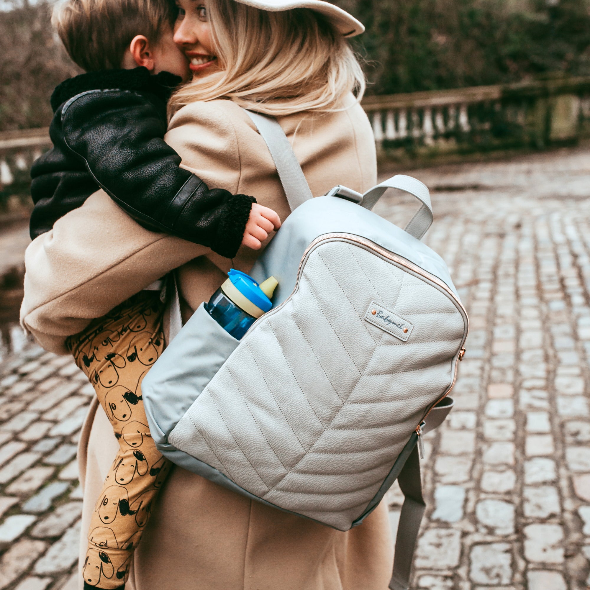 babymel robyn convertible backpack vegan leather pale grey London: Backpacks Babymel Robyn Convertible Baby Changing