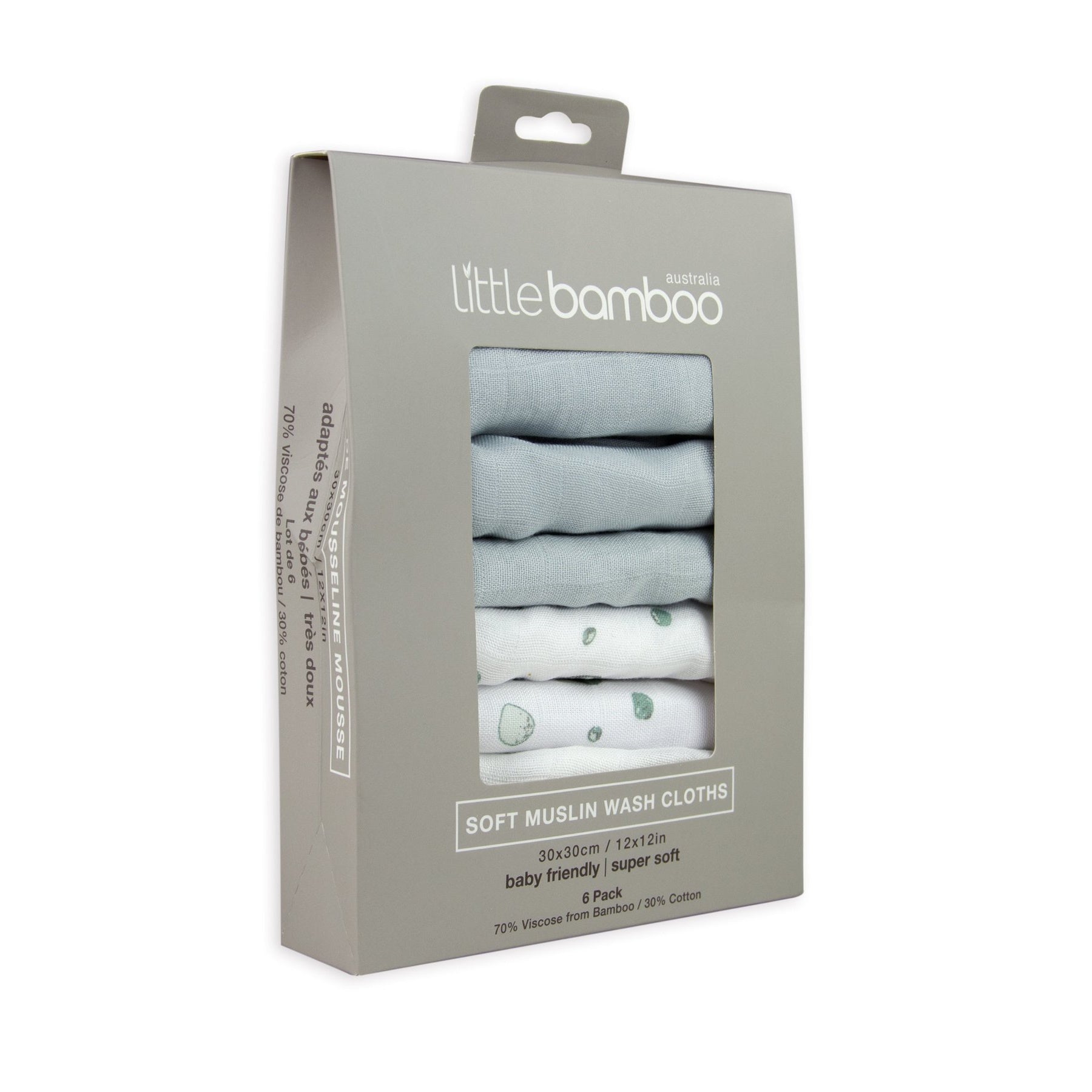 Little Bamboo Muslin Wash Cloths Natural White 6 Pack