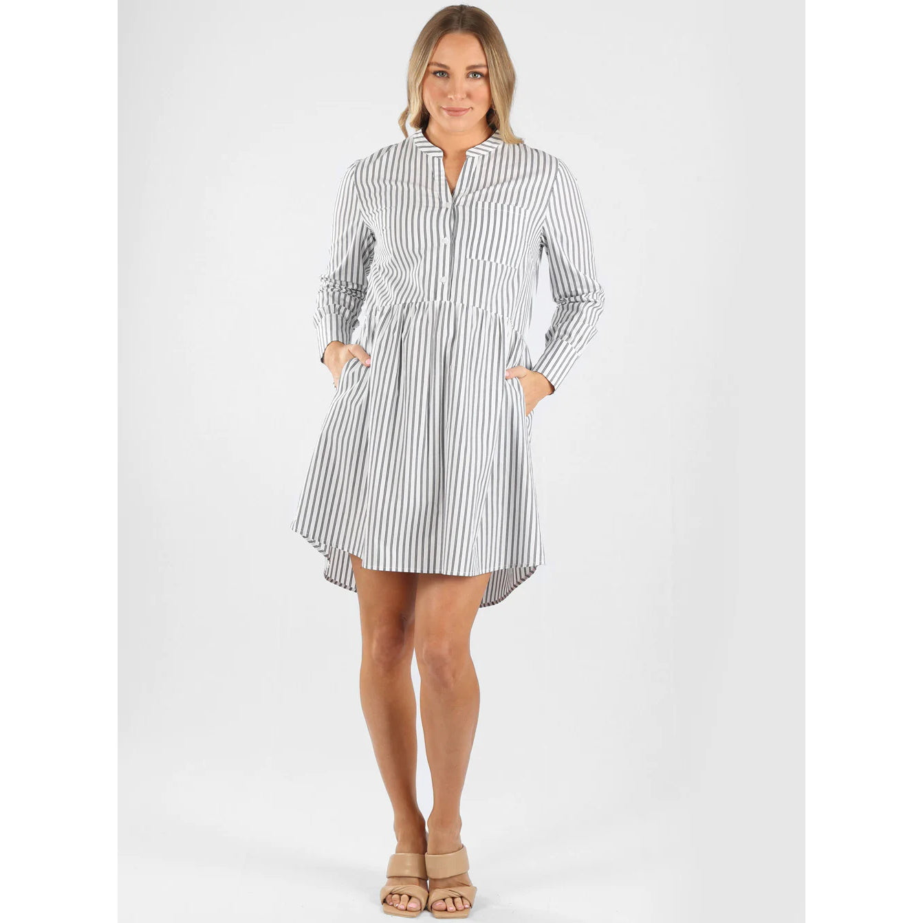 Iris Maternity & Nursing Dress - Navy Stripes