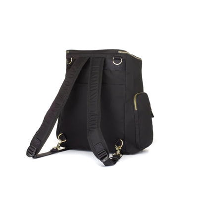 Alyssa Leather Black Nappy Bag with Gold Hardware