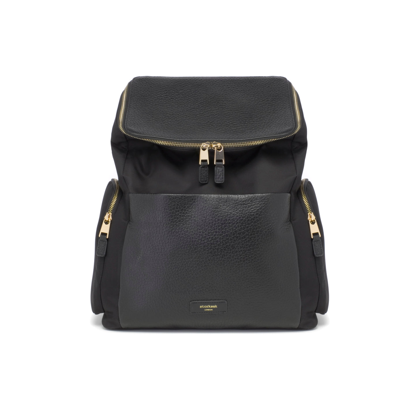 Alyssa Leather Black Nappy Bag with Gold Hardware