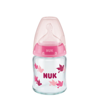 First Choice Plus Glass Baby Bottle Temp. Control - 120ml - Pink