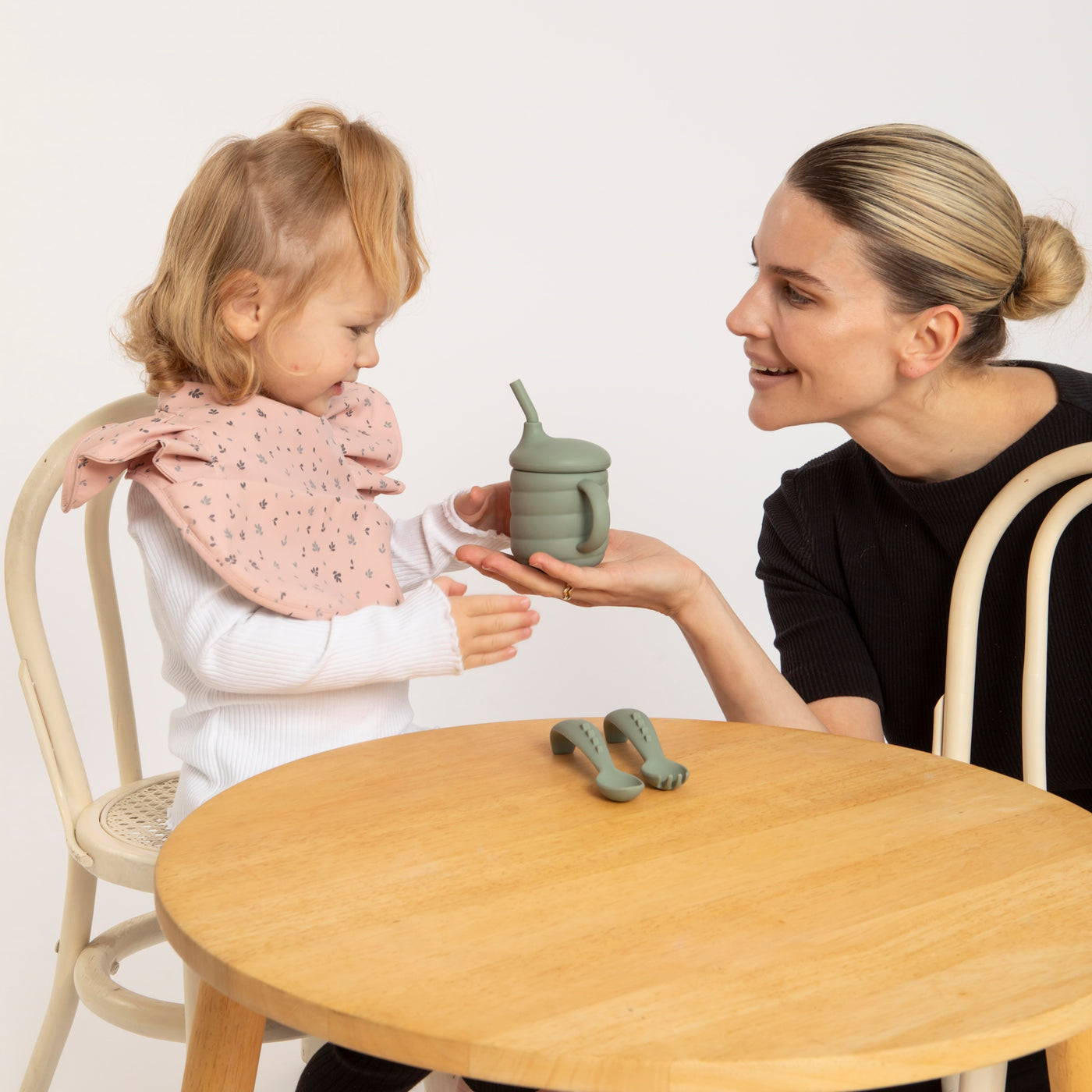 Silicone Sippy Cup with Straw - Slate Blue