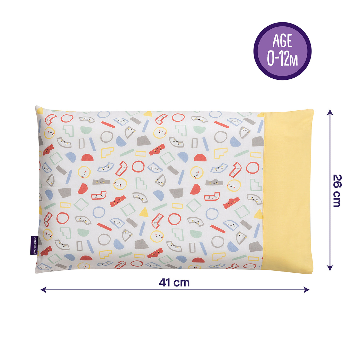 ClevaFoam Baby Pillow Case - Grey & Yellow