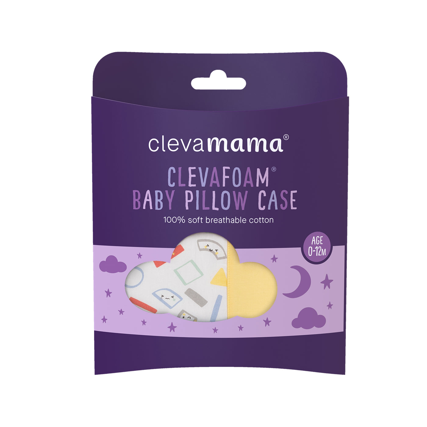 ClevaFoam Baby Pillow Case - Grey & Yellow