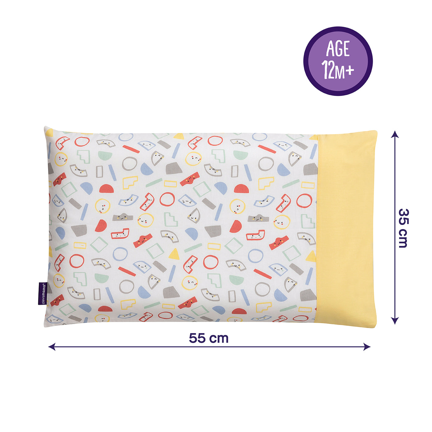 ClevaFoam Toddler Pillow Case - Grey & Yellow