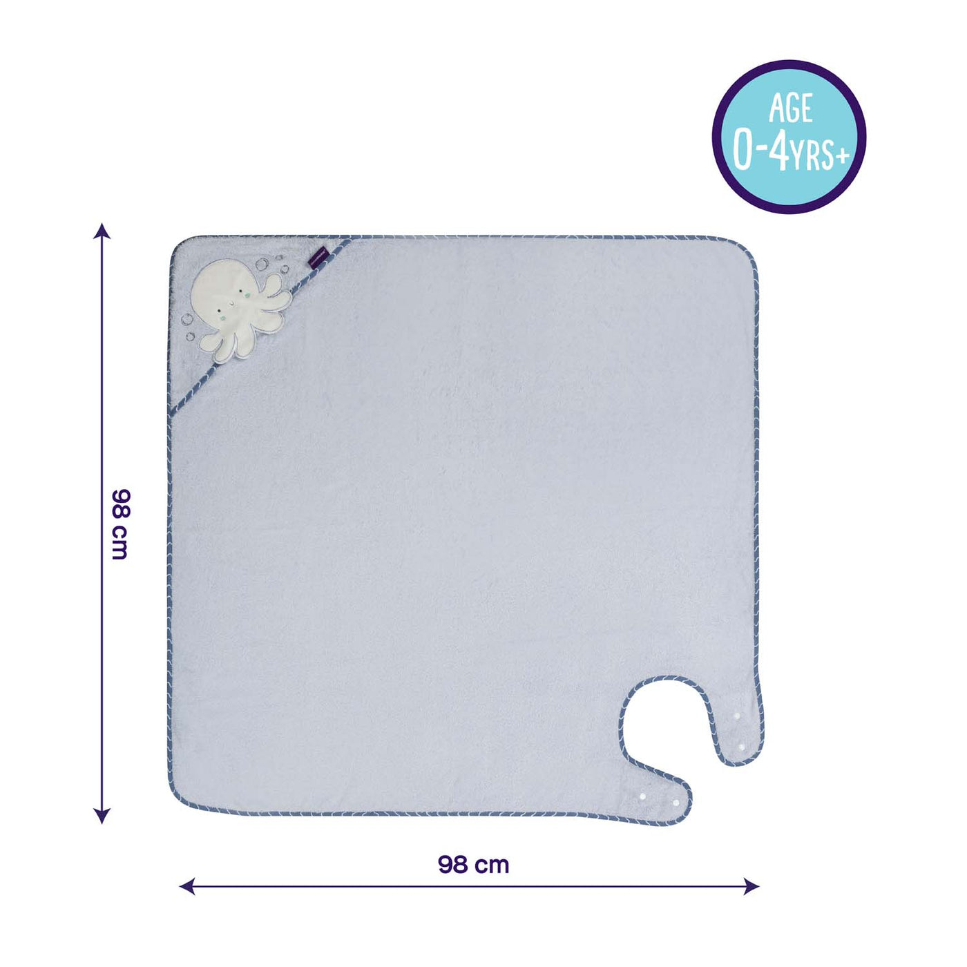 Bamboo Extra Large Apron Baby Bath Towel - Blue