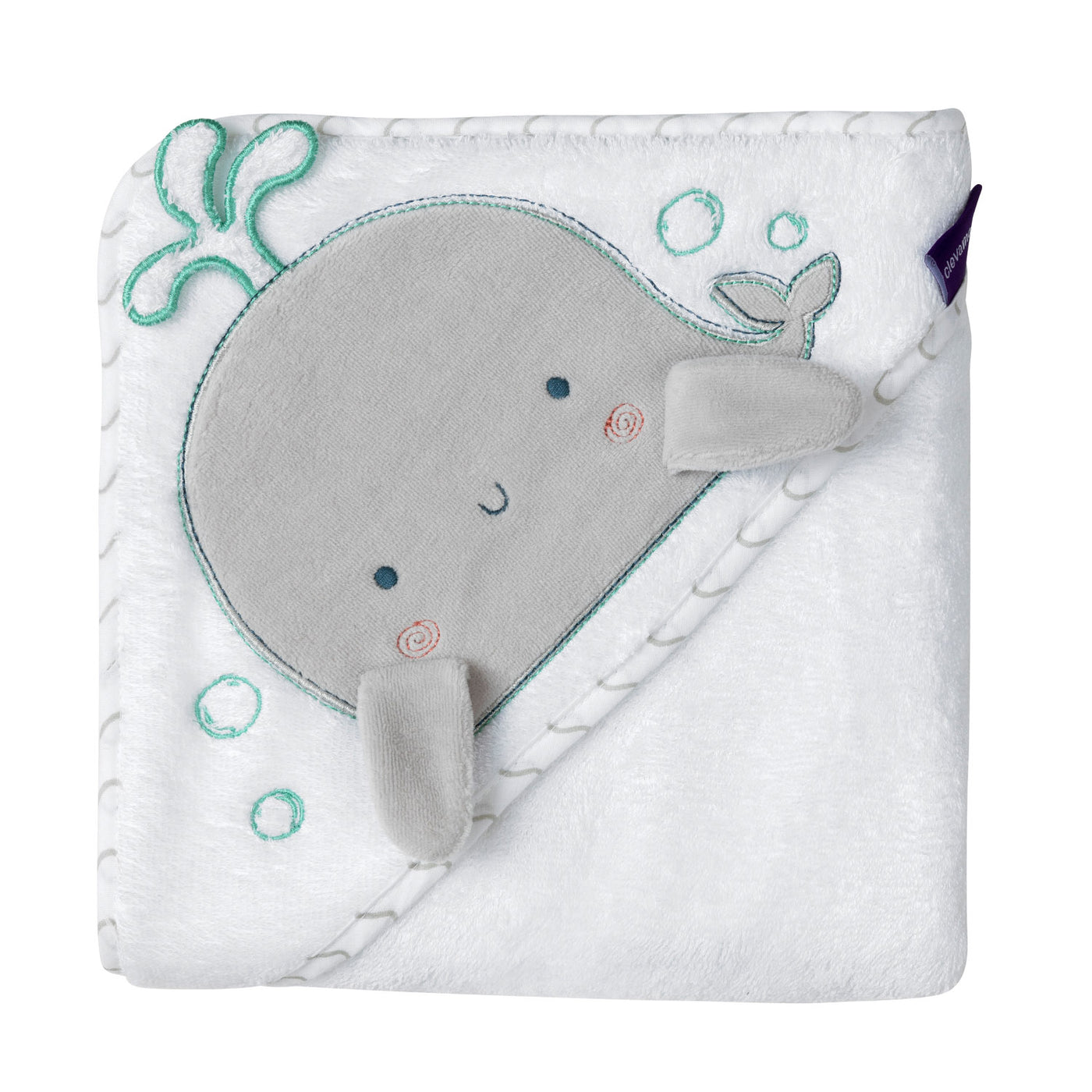 Bamboo Extra Large Apron Baby Bath Towel - White & Grey