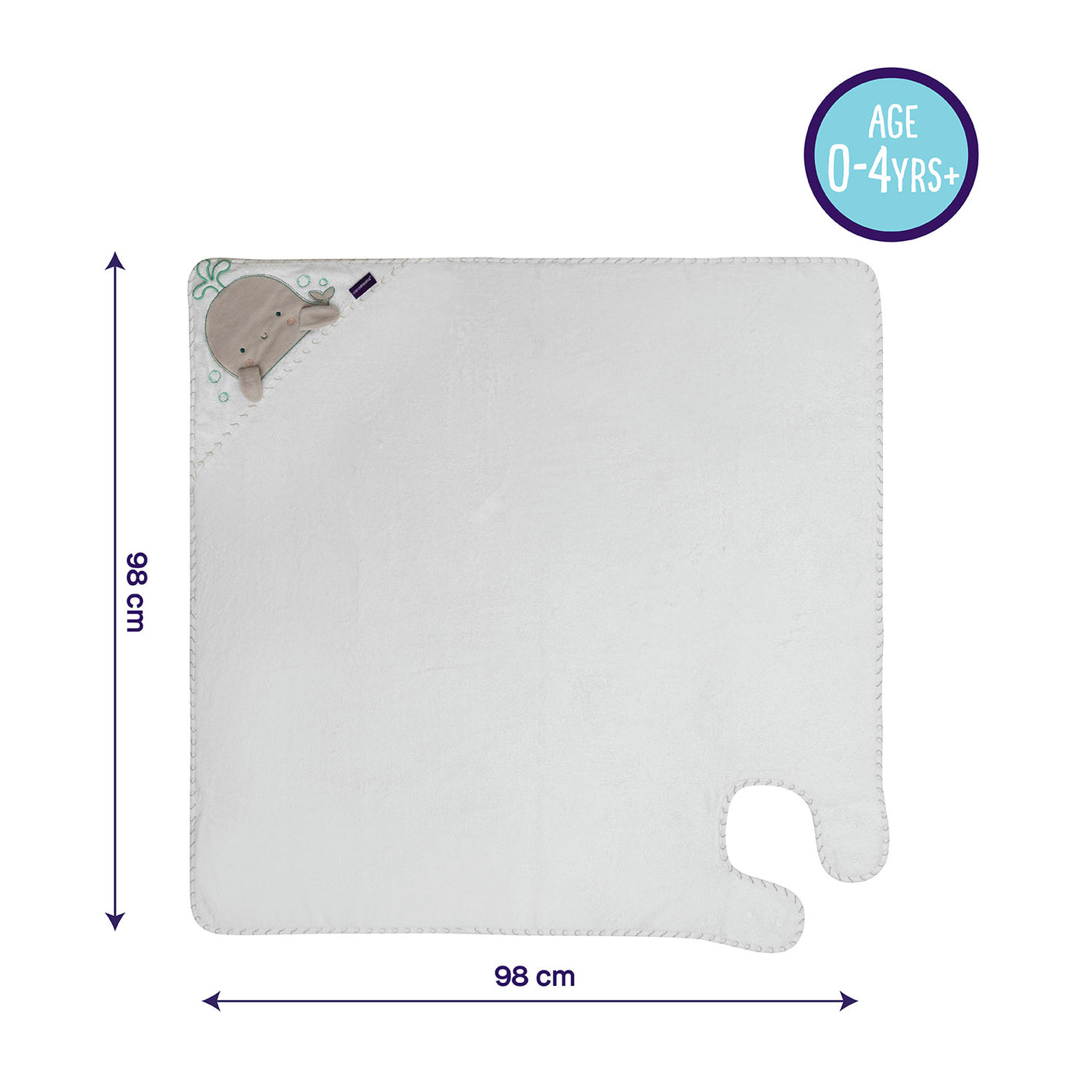 Bamboo Extra Large Apron Baby Bath Towel - White & Grey