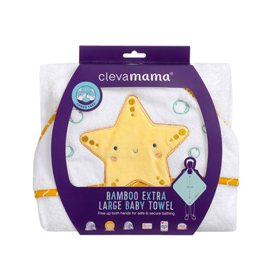 Bamboo Extra Large Apron Baby Bath Towel - White & Honey