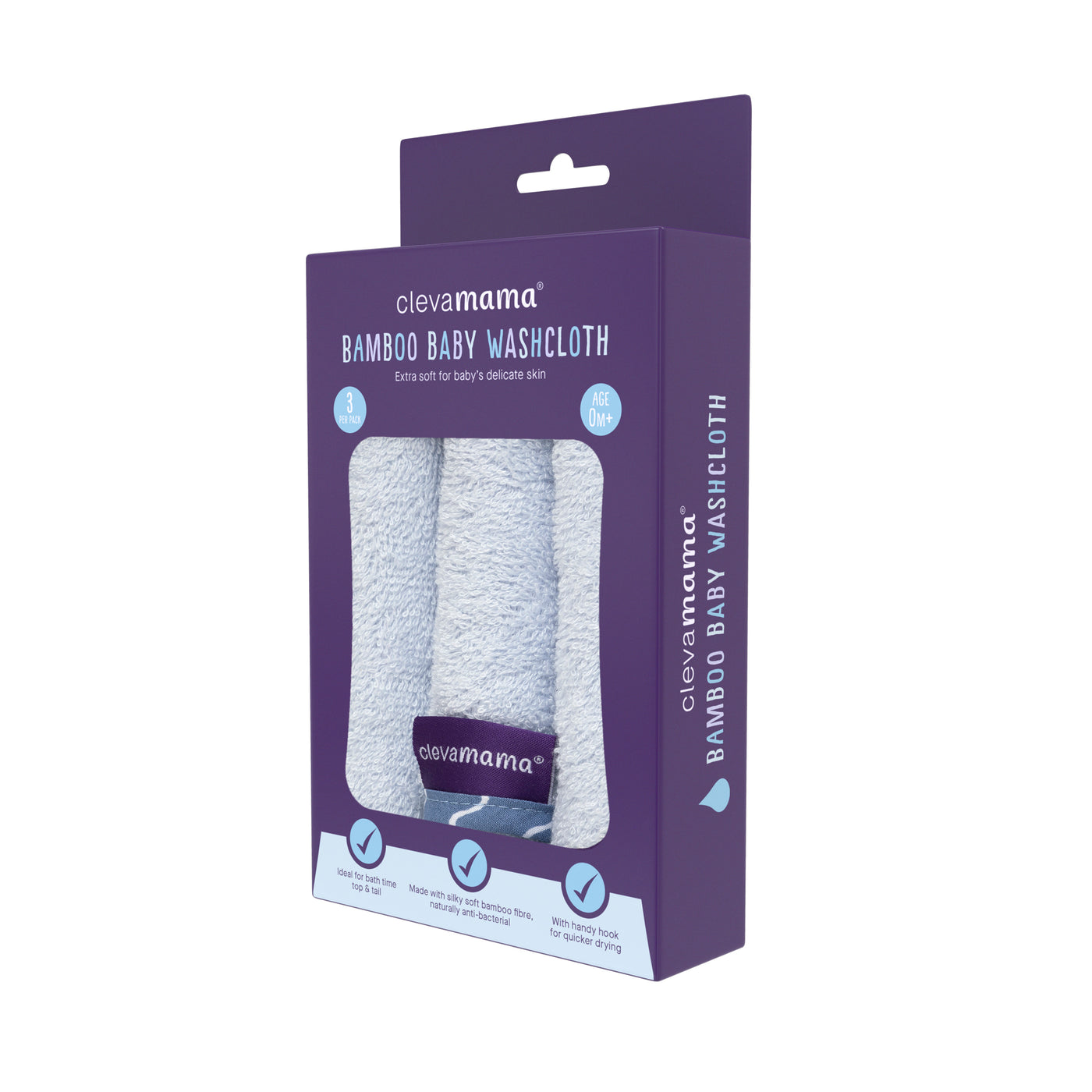 Bamboo Baby Washcloth 3pk - Blue