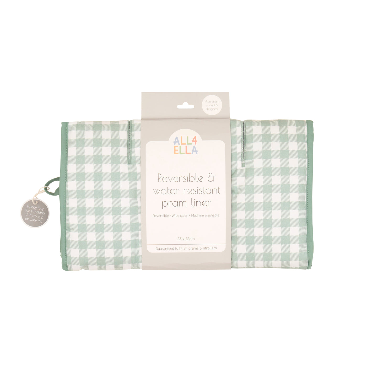 Universal Pram Liner - Gingham Sage