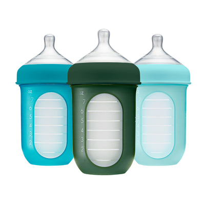 NURSH Silicone Bottle 8oz 3pk - Blue