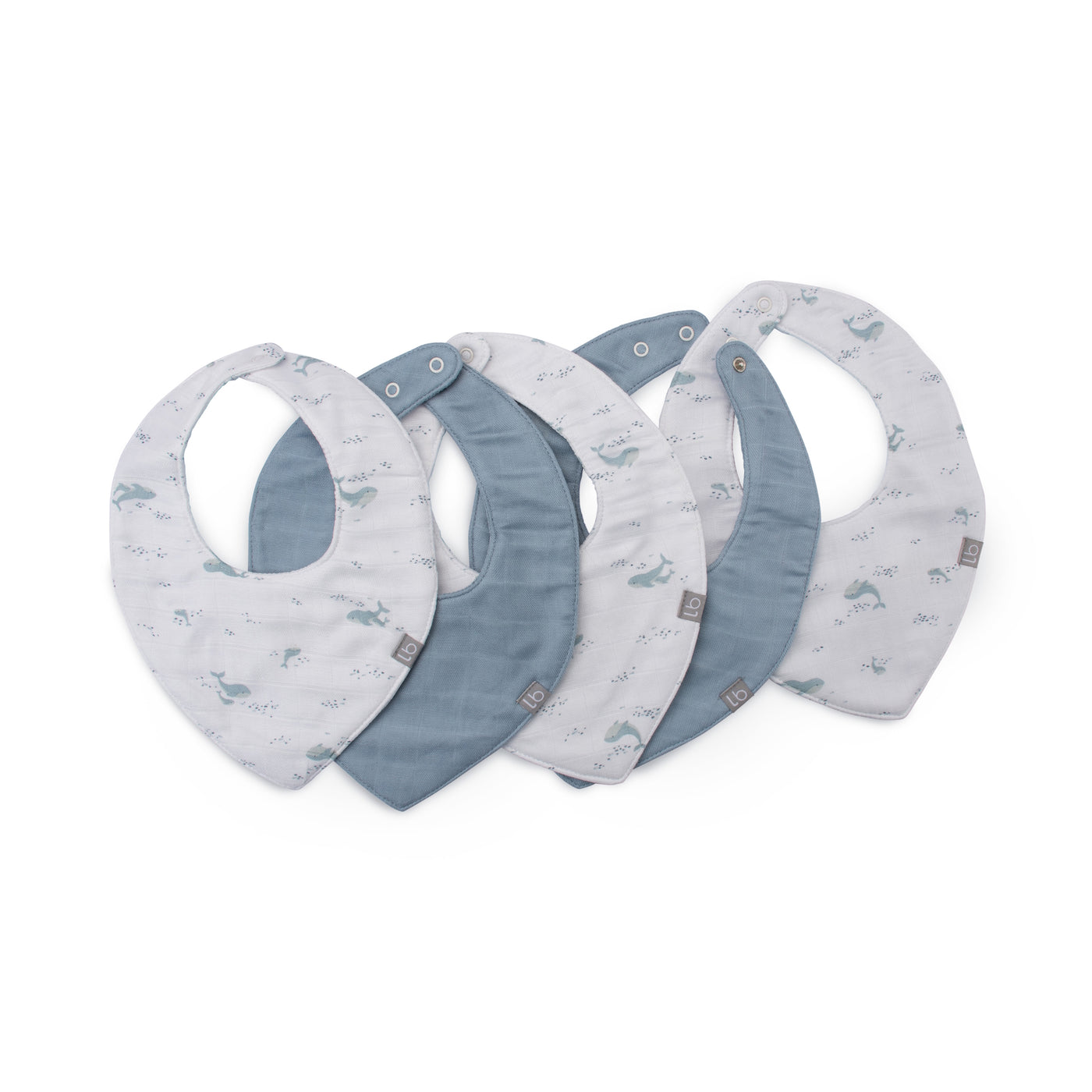 Muslin Bib 5pk - Retro Blue