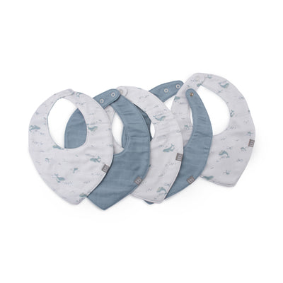 Muslin Bib 5pk - Retro Blue
