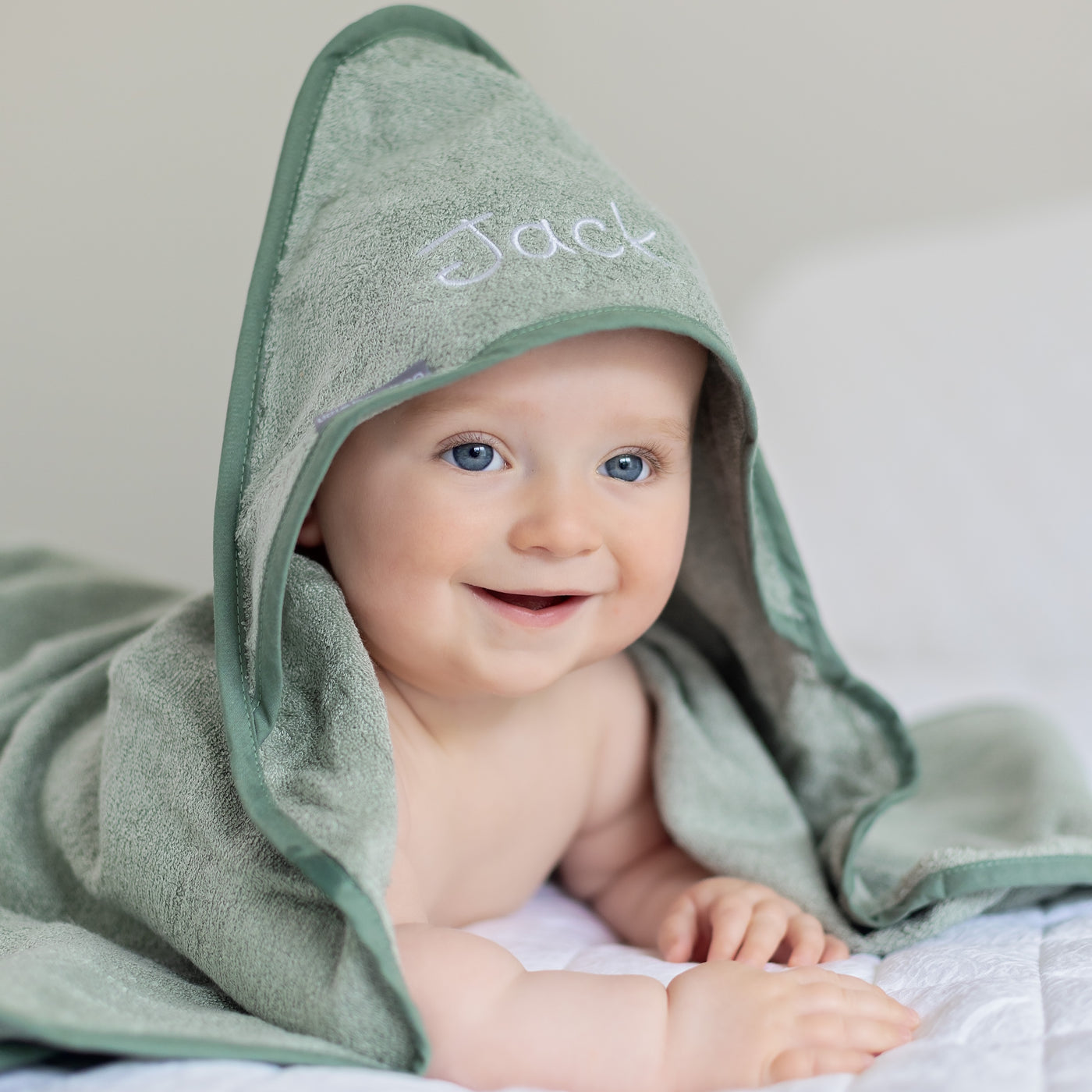 Personalised Bamboo Hooded Towel - Bayleaf