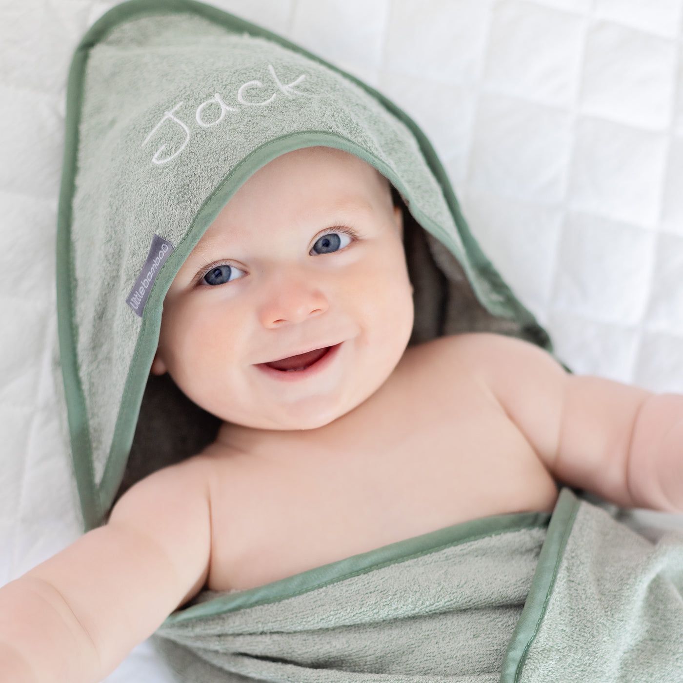 Personalised Bamboo Hooded Towel - Bayleaf