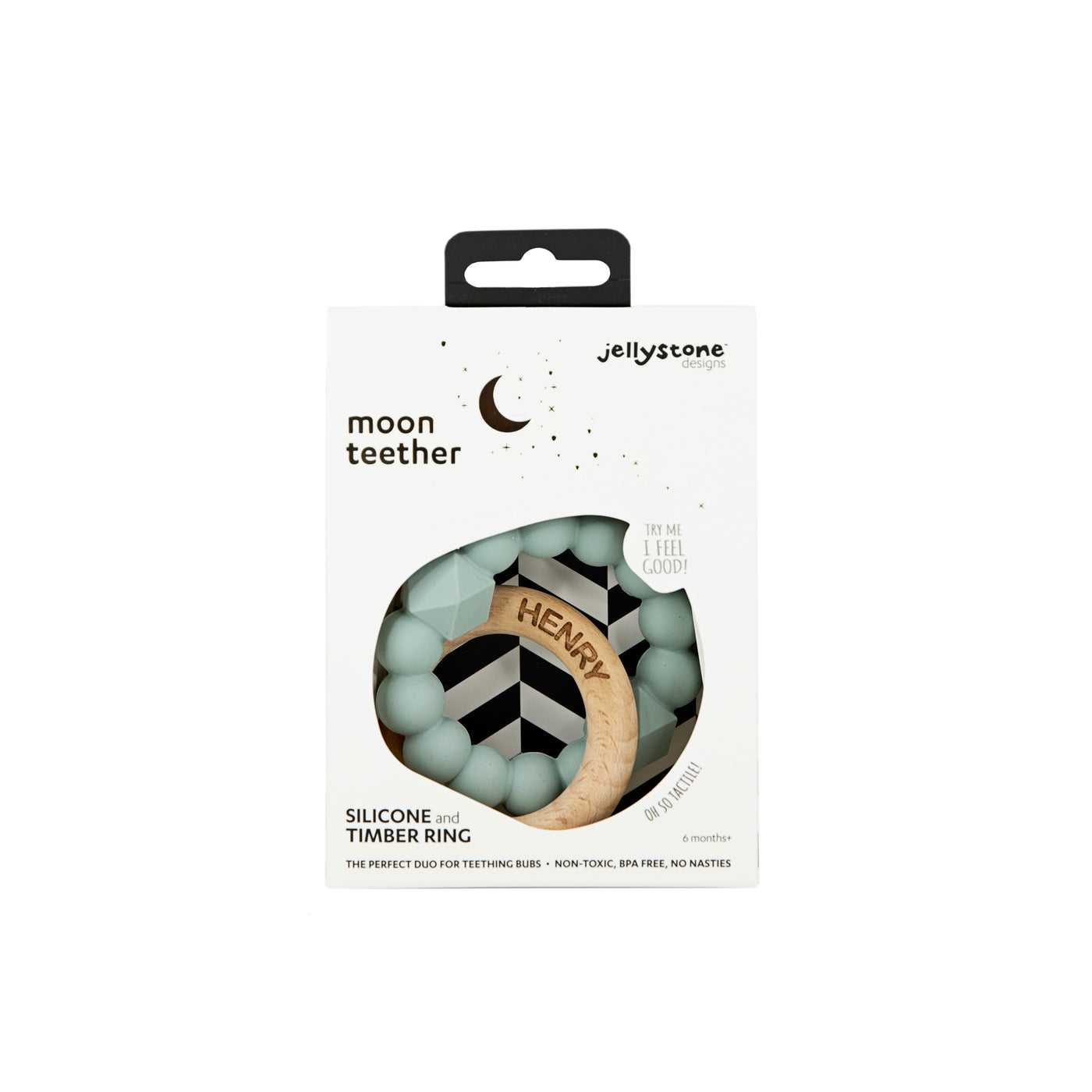 Personalised Moon Teether - Sage Green