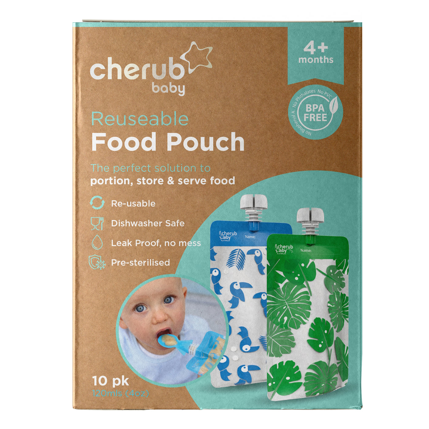 On-The-Go Mini Food Pouches 10pk - Green/Blue