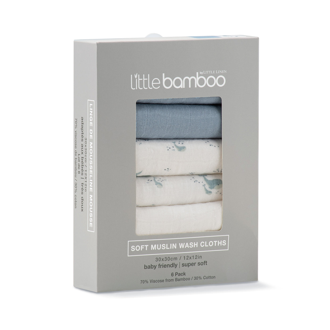Muslin Wash Cloth 6pk - Retro Blue