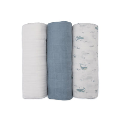Muslin Wraps 3pk - Retro Blue