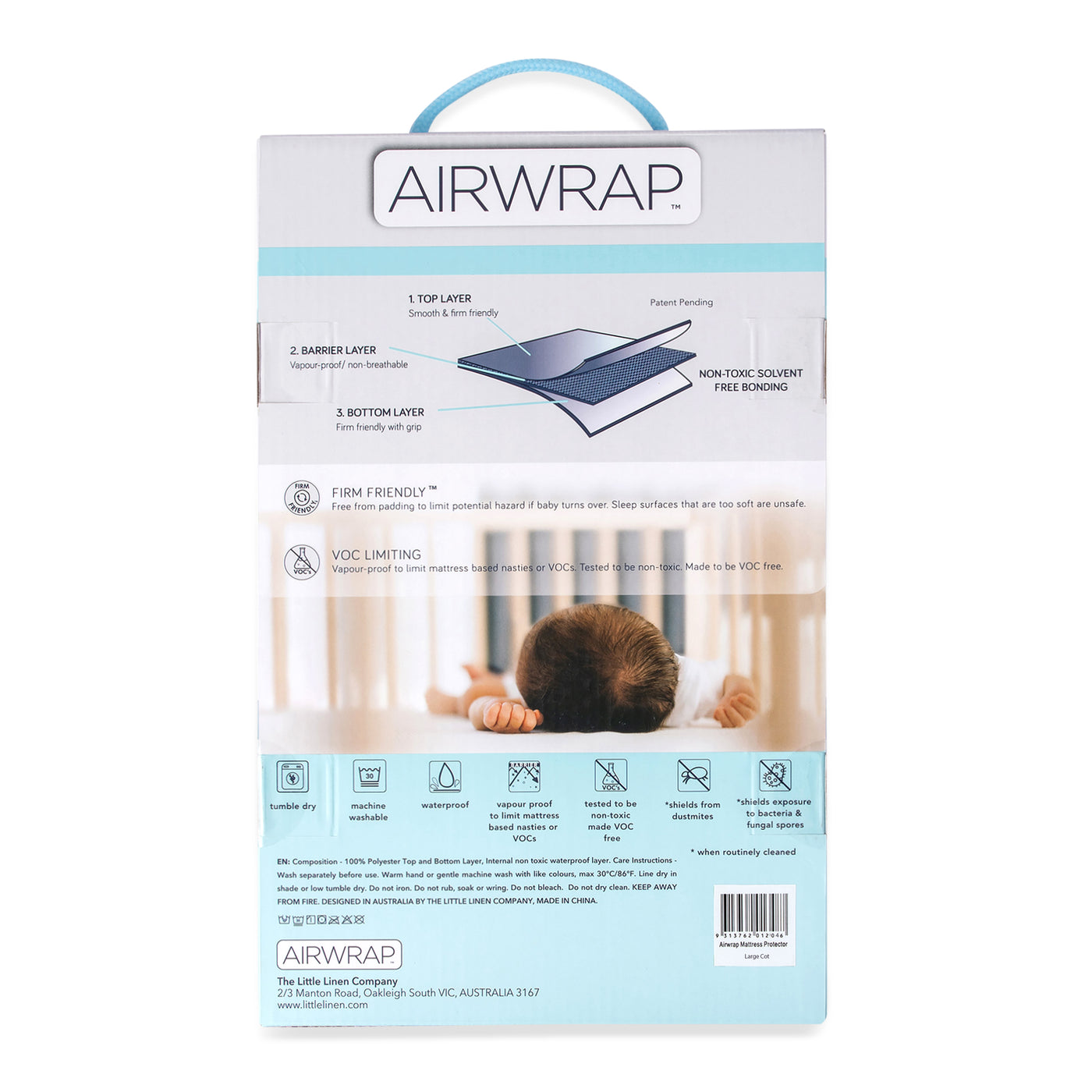 Airwrap Mattress Protector - Cot Large