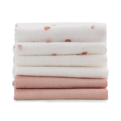 Muslin Wash Cloth 6pk - Dusty Rose