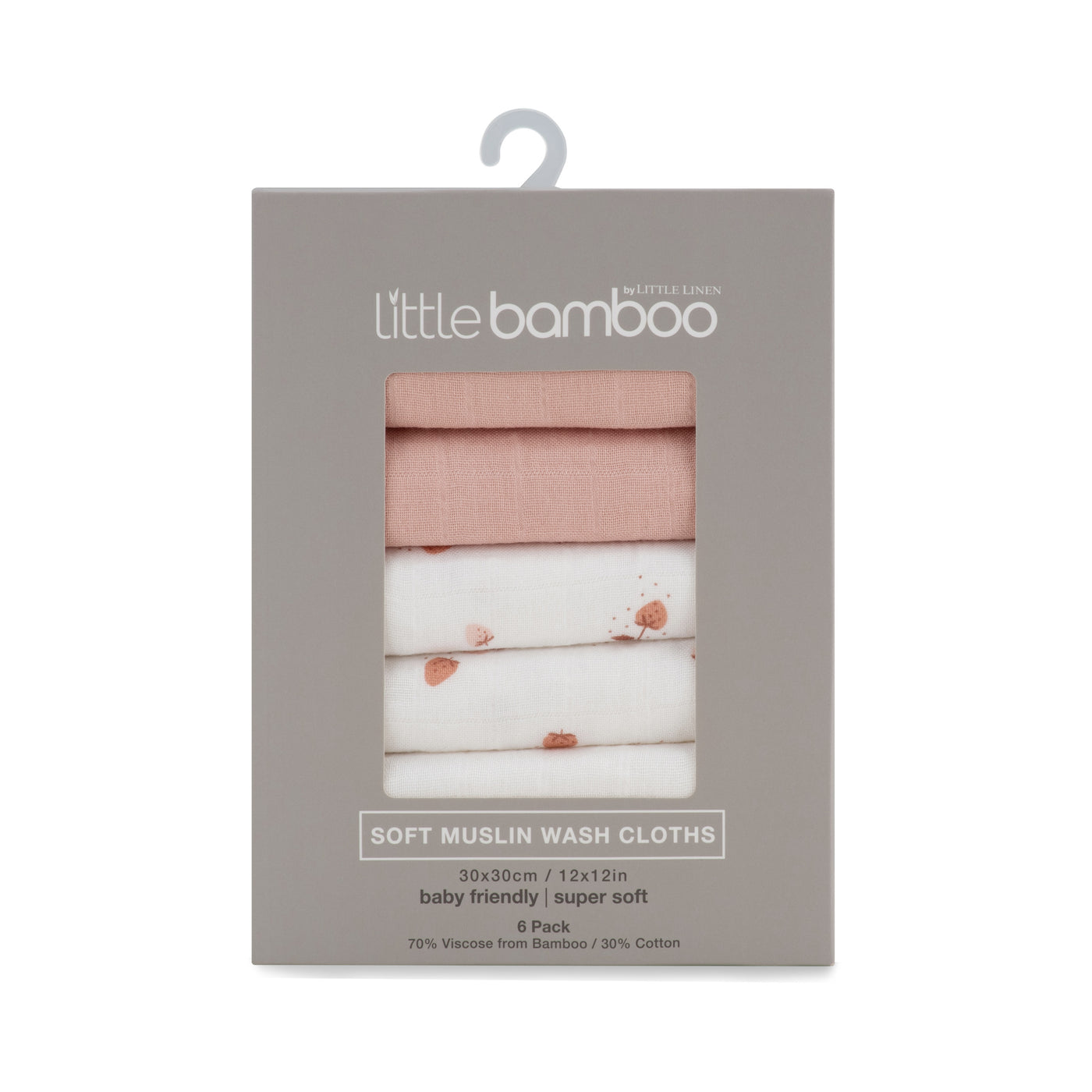 Muslin Wash Cloth 6pk - Dusty Rose