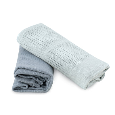 Little Bamboo Cellular Blanket 2Pk - Retro Blue