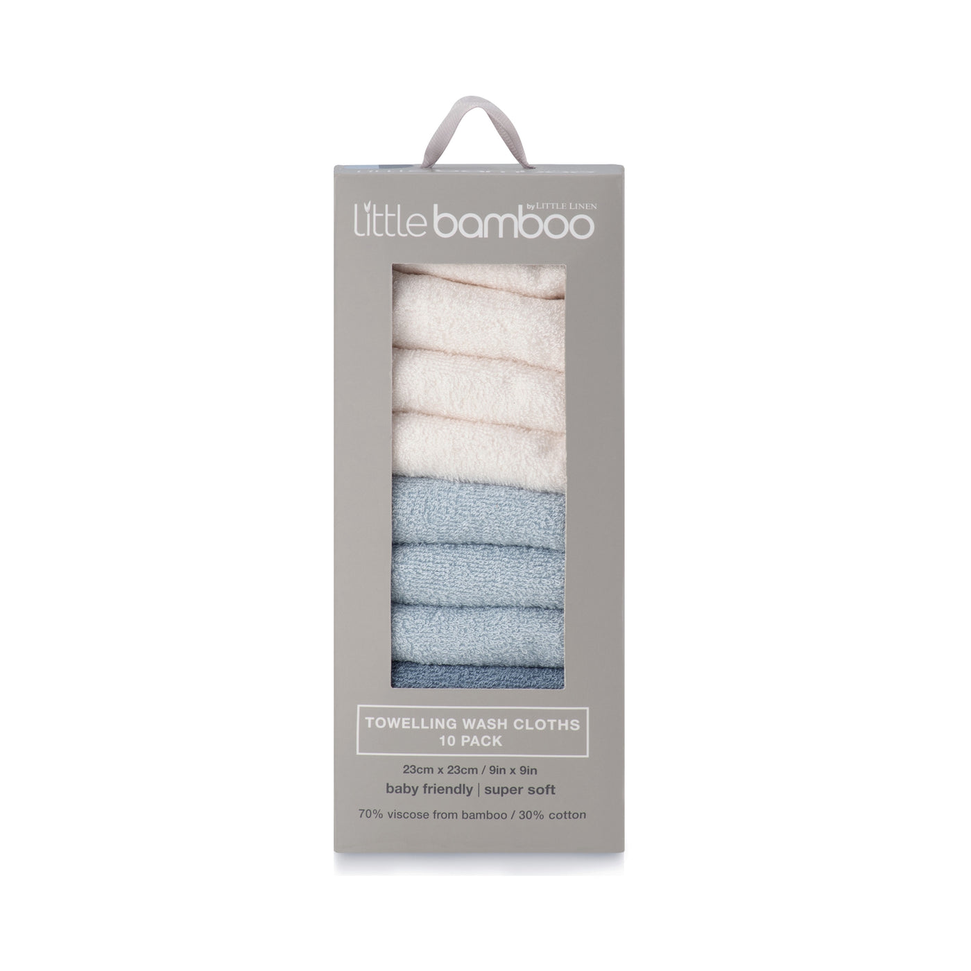 Towelling Wash Cloth 10pk - Retro Blue
