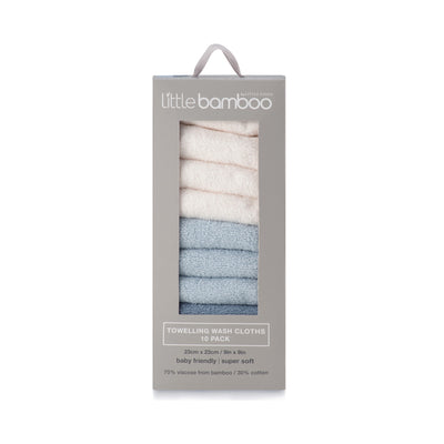 Towelling Wash Cloth 10pk - Retro Blue