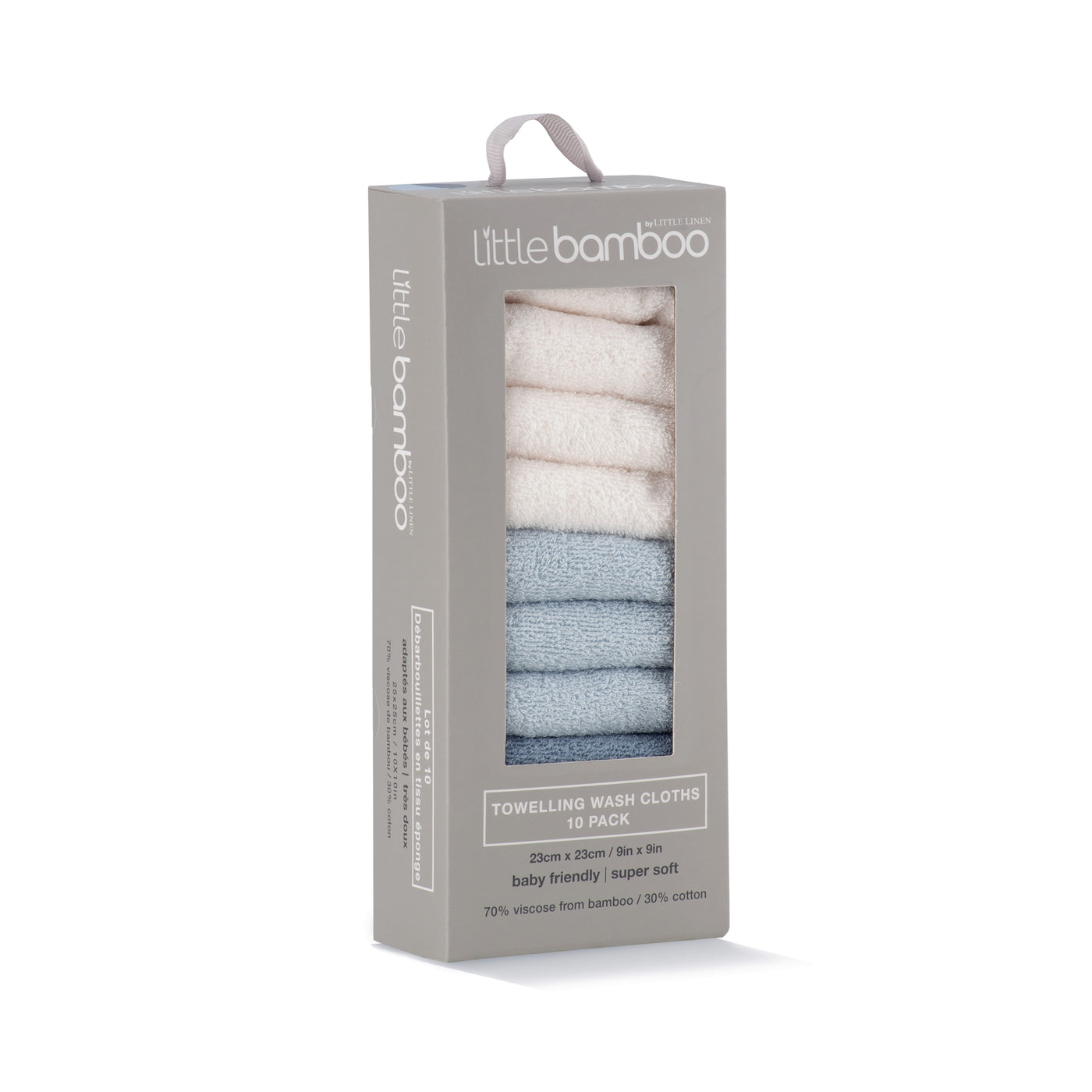 Towelling Wash Cloth 10pk - Retro Blue