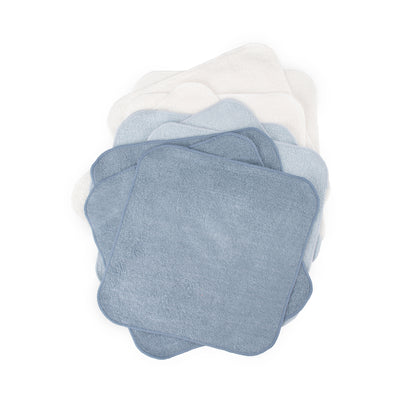 Towelling Wash Cloth 10pk - Retro Blue