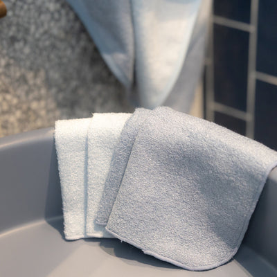 Towelling Wash Cloth 10pk - Retro Blue