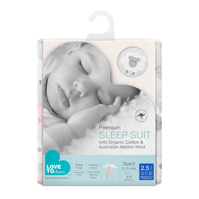 Sleep Suit Organic Warm 2.5 TOG - Sheep Pink