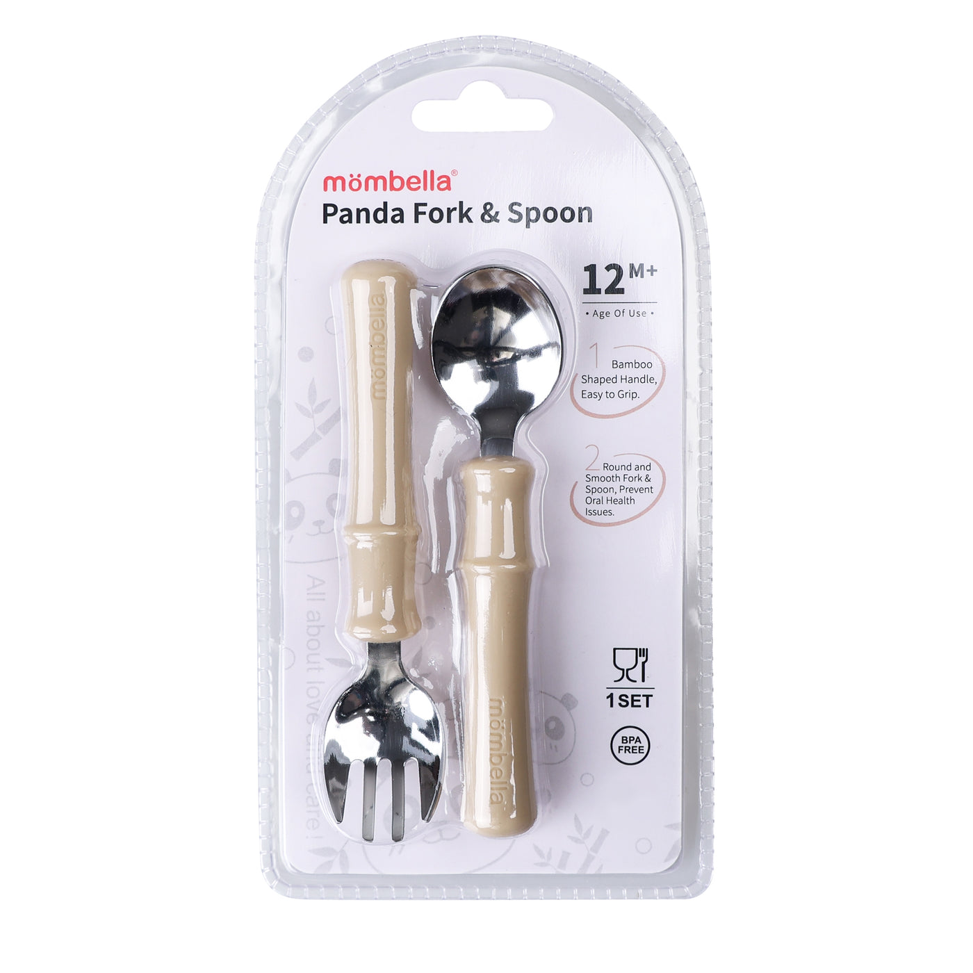 Panda Fork & Spoon - Light Brown