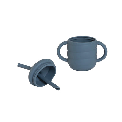 Silicone Sippy Cup with Straw - Slate Blue