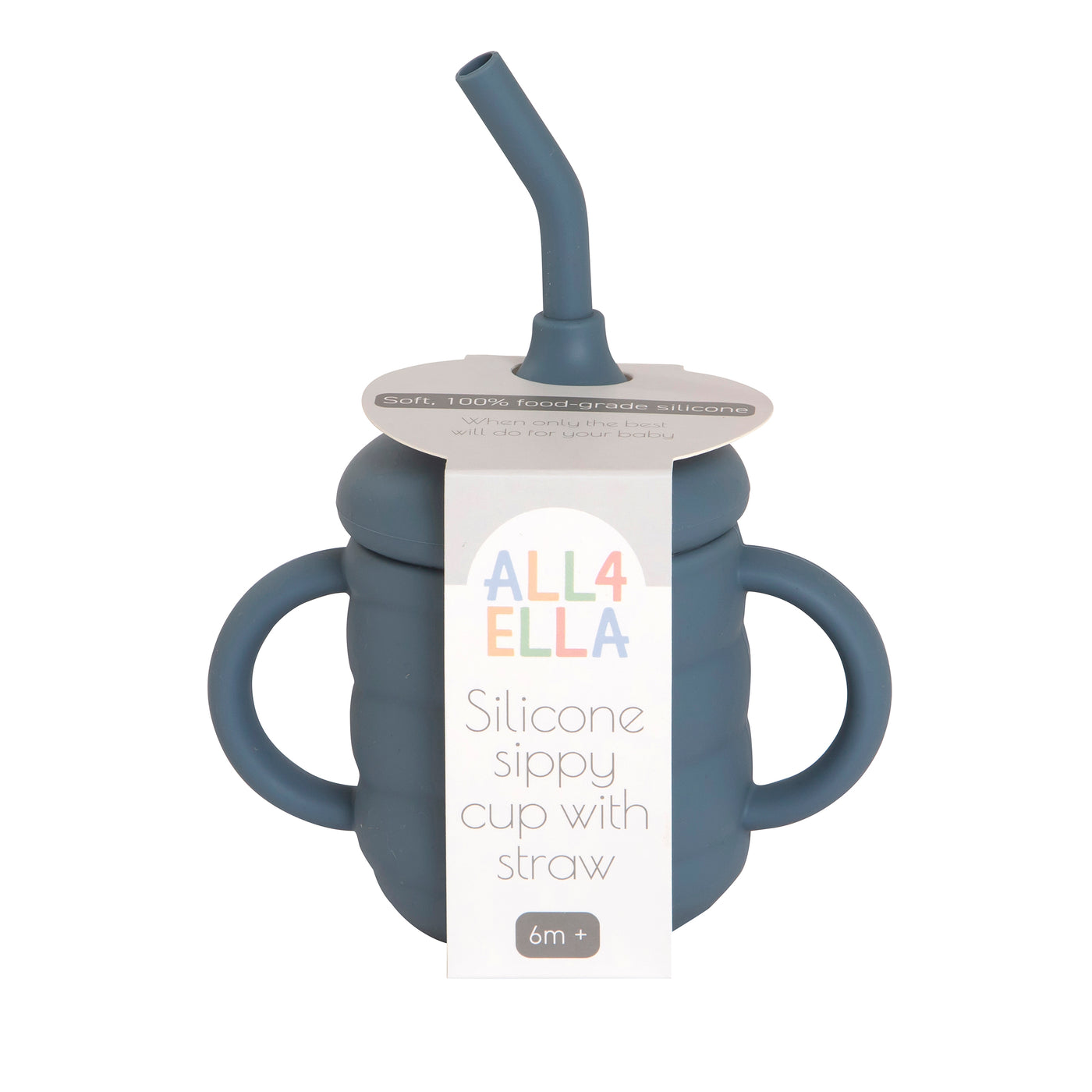 Silicone Sippy Cup with Straw - Slate Blue