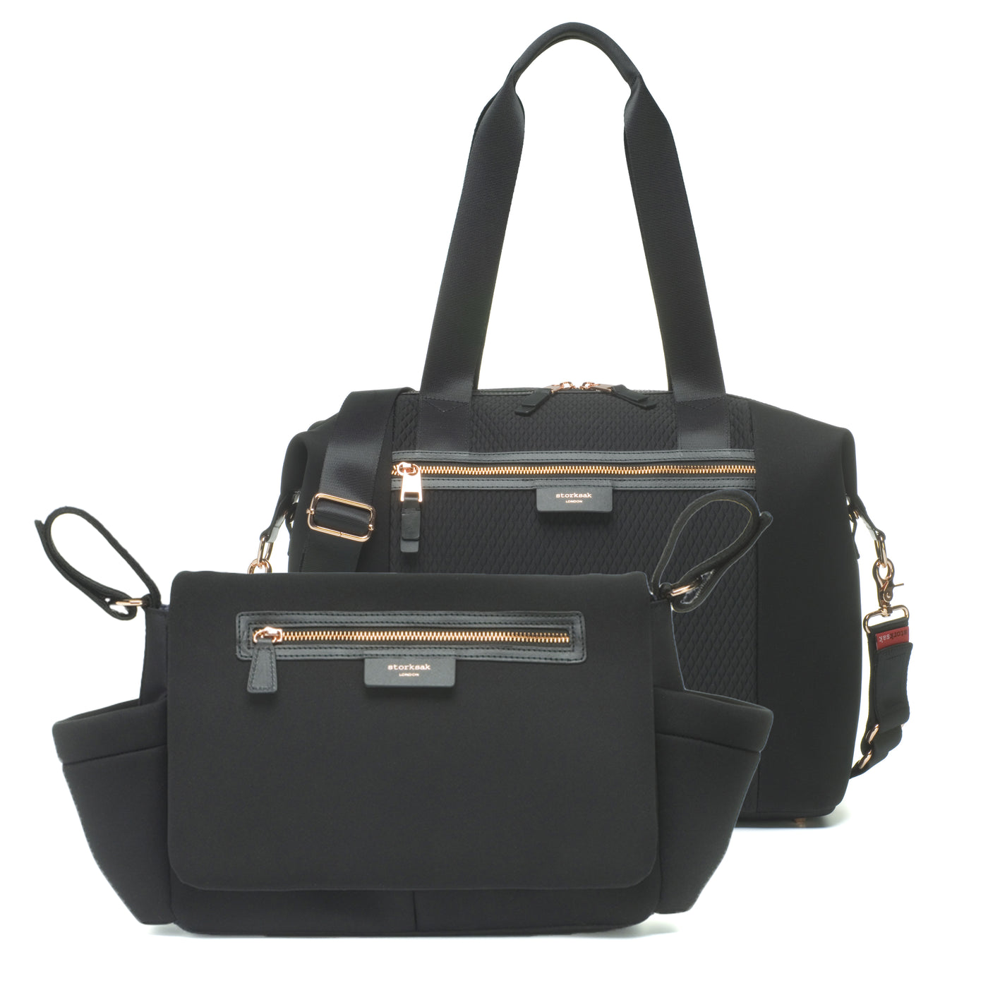 Stevie Luxe Nappy Bag (Black Scuba) + Stroller Organiser Bundle