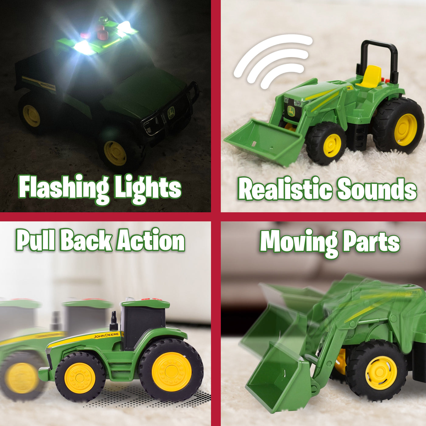 John Deere Lights & Sounds Mini Tractors 3pk