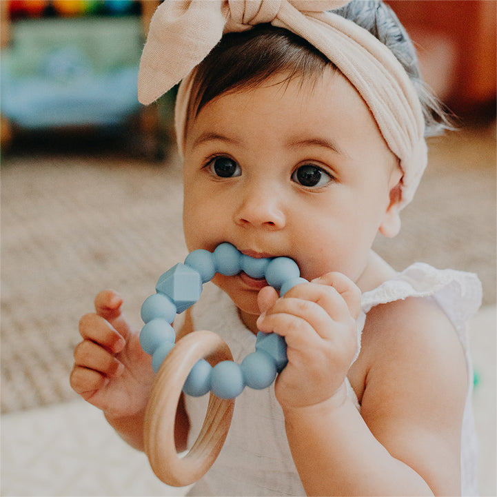 Personalised Moon Teether - Soft Blue