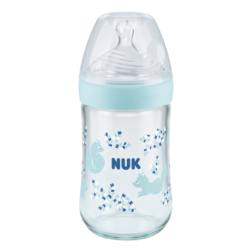 Nature Sense Glass Baby Bottle - 240ml - Blue