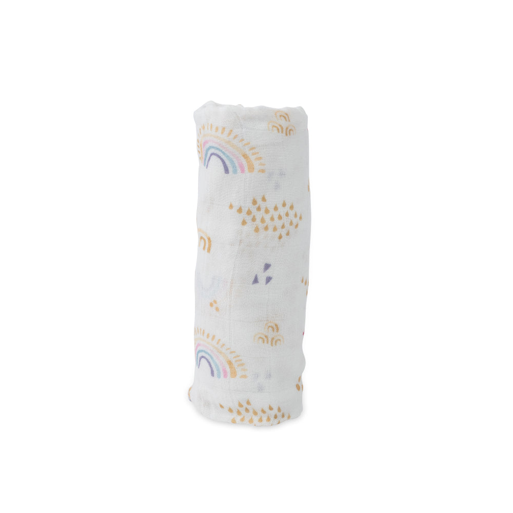 Deluxe Muslin Swaddle - Rainbows & Raindrops