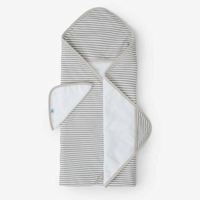 Hooded Towel & Wash Cloth - Grey Stripe