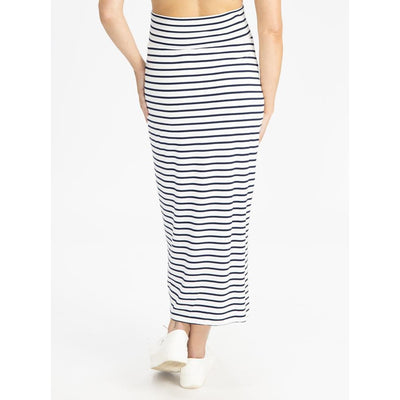 Fitted Maxi Skirt - Navy Stripes