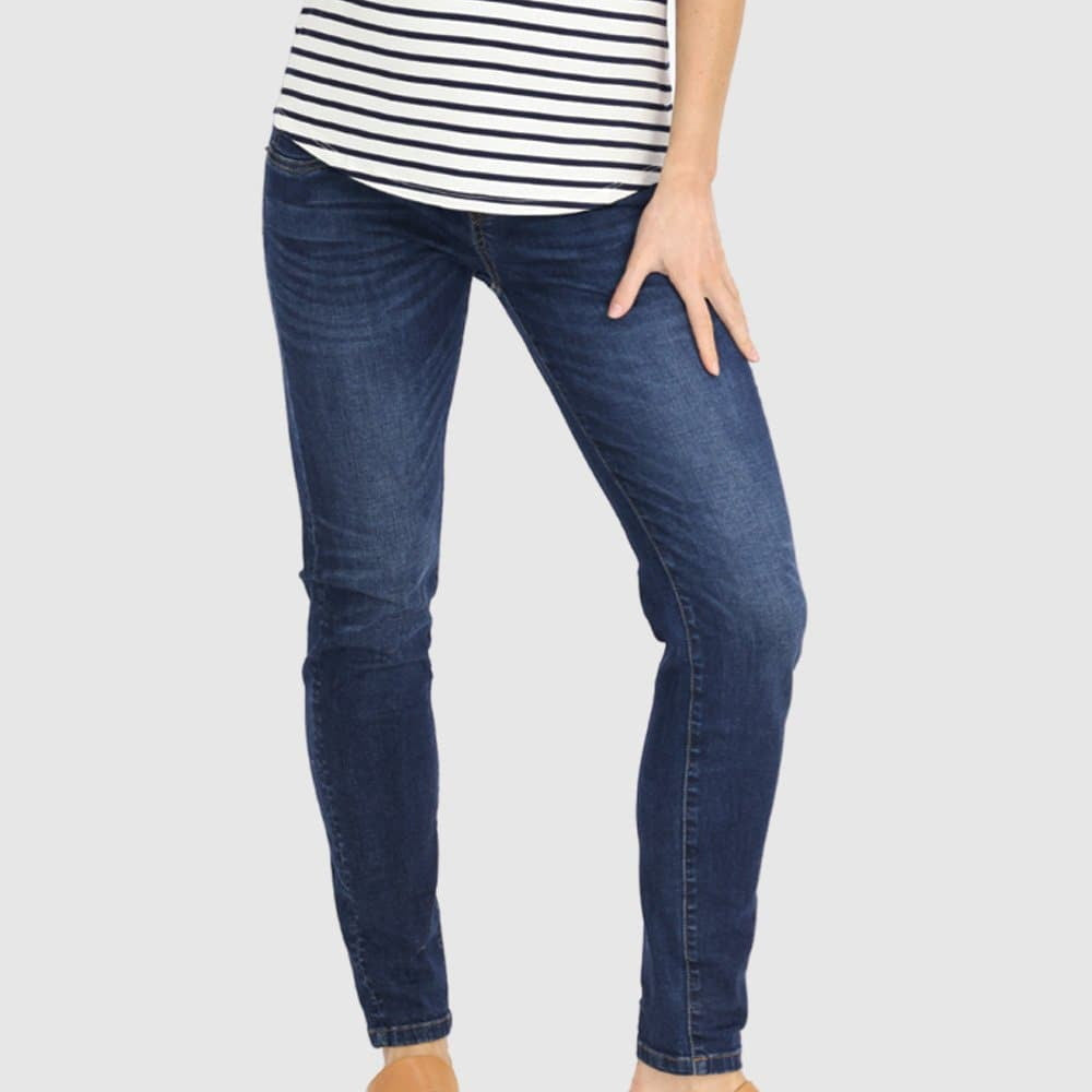 Maternity High Waist Denim Jeans - Blue (XL)