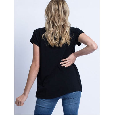 Breastfeeding Top with Petal Front - Black (Large)