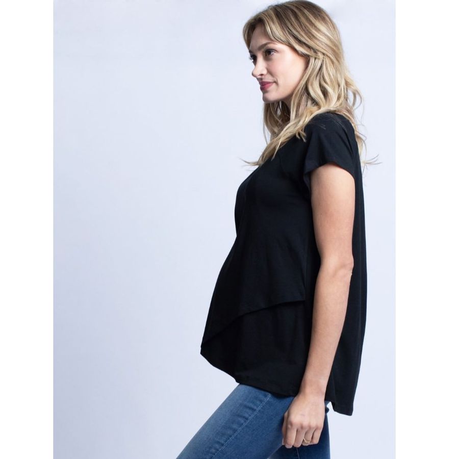 Breastfeeding Top with Petal Front - Black (Large)
