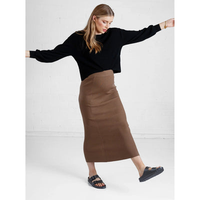 Luxury Maternity Knit Skirt - Brown