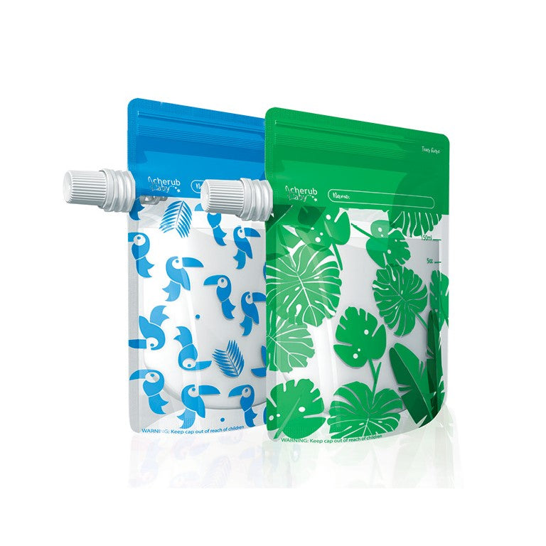Re-useable Food Storage Pouch 10pk - Green/Blue